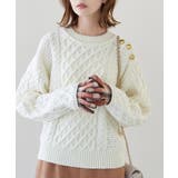 【WEB限定カラー:レッド】バンドンニットゴールド釦ケーブルプルオーバー | ROPE' PICNIC | 詳細画像14 