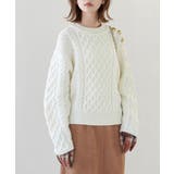 【WEB限定カラー:レッド】バンドンニットゴールド釦ケーブルプルオーバー | ROPE' PICNIC | 詳細画像15 