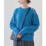 【WEB限定カラー:レッド】バンドンニットゴールド釦ケーブルプルオーバー | ROPE' PICNIC | 詳細画像16 