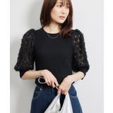 ブラック(01) | 袖レースニットプルオーバー | ROPE' PICNIC