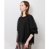 ブラック(01) | チュールドッキングボリュームスリーブニットプルオーバー | ROPE' PICNIC