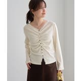 オフホワイト(15) | フロントギャザーVネックカットトップス | ROPE' PICNIC