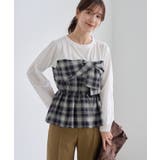 ネイビー(40) | ビスチェドッキングチェックトップス | ROPE' PICNIC