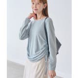 サックス(48) | サイドギャザーリボン シャギーニットソー | ROPE' PICNIC