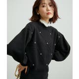 ブラック(01) | 【WEB限定】パール使い格子ニットプルオーバー | ROPE' PICNIC