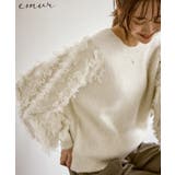 オフホワイト(15) | 【emur/エミュール】ラメジャガードフリンジスリーブプルオーバー | ROPE' PICNIC