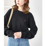 チャコール(06) | ケーブル編みクロップドニットプルオーバー | ROPE' PICNIC