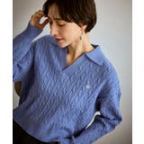 サックス(48) | ケーブル編みクロップドスキッパーニット | ROPE' PICNIC