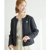 ネイビー(40) | リボンテープツイードフリンジジャケット/セレモニー・通勤対応 | ROPE' PICNIC