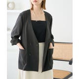 セットアップ対応/麻調シアーノーカラージャケット/接触冷感・UVカット | ROPE' PICNIC | 詳細画像1