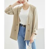 ベージュ(27) | セットアップ対応/麻調シアーノーカラージャケット/接触冷感・UVカット | ROPE' PICNIC