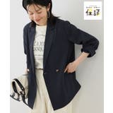 ネイビー(40) | 【ちゃんと+かわいい保証】エアリーリネンライク ダブルジャケット 接触冷感 | ROPE' PICNIC