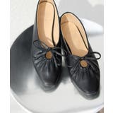 ブラック(01) | リボンギャザーミドルヒールパンプス | ROPE' PICNIC