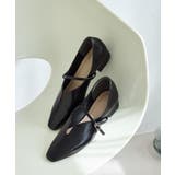 ブラック(01) | スクエアトゥローヒールストラップシューズ | ROPE' PICNIC