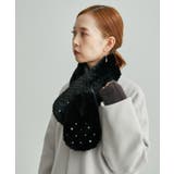ブラック(01) | リサイクルスエードタッチ×フェイクファーパールティペット | ROPE' PICNIC