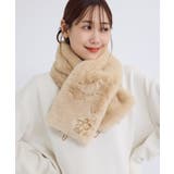 ベージュ(27) | ブローチ付きフェイクファーティペット | ROPE' PICNIC