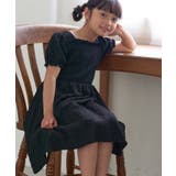 ブラック(01) | 【KIDS】リンクコーデ/シャーリングカットジャガードワンピース | ROPE' PICNIC【KIDS】