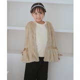 【KIDS/キッズ】ベロアリボンボアペプラムカーディガン | ROPE' PICNIC【KIDS】 | 詳細画像4