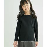 ブラック(01) | 【KIDS】配色フリルネックニットプルオーバー/WEB限定サイズ:110cm | ROPE' PICNIC【KIDS】