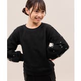 ブラック(01) | 【KIDS/キッズ】ギンガムチェックリボンスリーブ裏毛トップス | ROPE' PICNIC【KIDS】