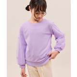 ラベンダー系(53) | 【KIDS/キッズ】ギンガムチェックリボンスリーブ裏毛トップス | ROPE' PICNIC【KIDS】