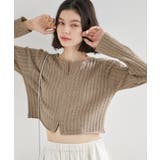 ブラウン(22) | フロントジップショート丈メランジニットプルオーバー | ROPE' PICNIC