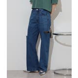 BLUE | ダメージ加工 デニムパンツ レディース | JungleJalopy