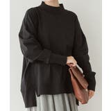BLACK | ハイネックビッグヘムランダムカットソー 大きいサイズ レディース | JungleJalopy