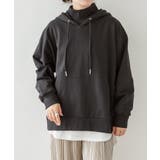 BLACK | ハイネックリブ裏毛パーカー 大きいサイズ レディース | JungleJalopy