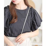 C-GRAY | ショルダーフリルフレンチスリーブTシャツ レディース | JungleJalopy