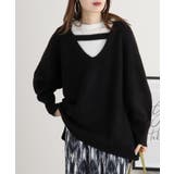 BLACK | 前後2wayオーバーサイズVネックニット 冬 レディース | JungleJalopy