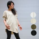 アシメトリー裾タックTシャツ ゆるっとオシャレなアシメトリー M | JungleJalopy | 詳細画像1