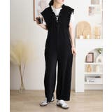 胸元レースアップギャザーオールインワン レディース | JungleJalopy | 詳細画像5