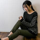 【M-L・LL-3L・4L-5L】ボーダー入り丸首肩ボタン空きプルオーバー | JungleJalopy | 詳細画像16