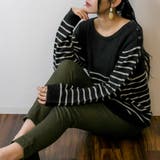 【M-L・LL-3L・4L-5L】ボーダー入り丸首肩ボタン空きプルオーバー | JungleJalopy | 詳細画像17