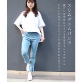 【M・L・LL・3L・4L】裾パール付きウエストゴムデニムスリムパンツ | JungleJalopy | 詳細画像9