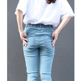 【M・L・LL・3L・4L】裾パール付きウエストゴムデニムスリムパンツ | JungleJalopy | 詳細画像14