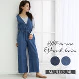【M・L・LL・3L・4L】デニムVネックコンビネゾン | JungleJalopy | 詳細画像1