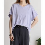 PASTEL-LAVENDER | 【M L】オーバーサイズポケット付きVネックTee Tシャツ | JungleJalopy