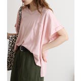 PASTEL-PINK | 【M L】オーバーサイズポケット付きVネックTee Tシャツ | JungleJalopy