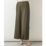 KHAKI | レディース リップルストライプ ワイドパンツ | JungleJalopy