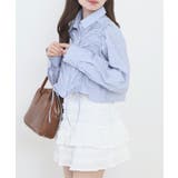 BLUE STRIPE | ショート丈 フロントシャーリング シャツ レディース | JungleJalopy