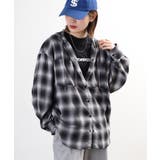 BLACK | フードビッグチェックシャツ トップス チェック | JungleJalopy