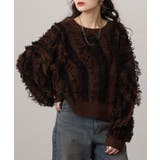 BROWN | モヘアタッチ フリンジジャガード ニット | JungleJalopy