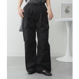 BLACK | ツイルワイドカーゴパンツ レディース 大きいサイズ | JungleJalopy