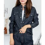 NAVY | ノーカラーウエスタンデニムシャツ レディース 大きいサイズ レビュー特典あり | JungleJalopy