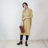 GRAY-BEIGE | コクーンシルエット長袖ワンピース レディース 大きいサイズ | JungleJalopy