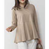 GRAY-BEIGE | 裾フレア長袖カットソー トップス Tシャツ | JungleJalopy