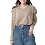 GRAY-BEIGE | ショルダータックカットソー トップス Tシャツ | JungleJalopy