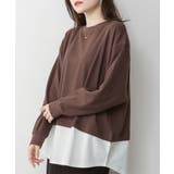 BROWN | ワッフル裾切り替え長袖Tシャツ 冬 レディース | JungleJalopy